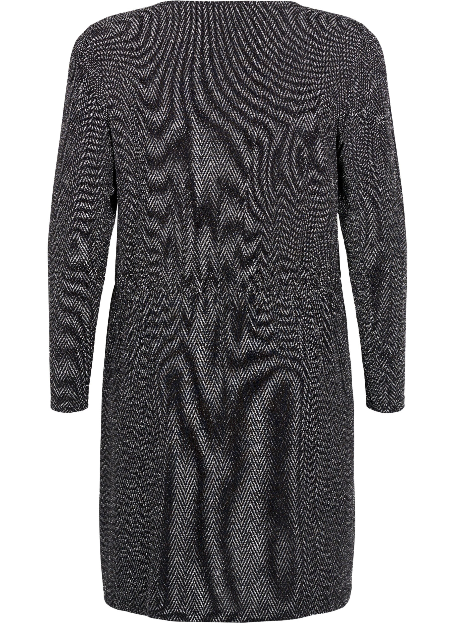 Zizzi Blyszczaca sukienka w zygzaki, Silver ZigZagShimmer, Packshot image number 1