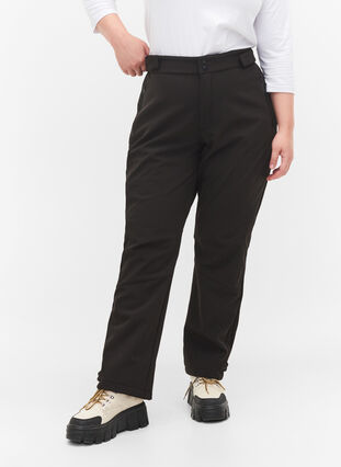 Softshellowe spodnie z regulowanym rzepem, Black, Model image number 0