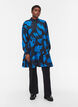 Printed viscose tunic with zip, Dark Blue AOP, Model image number 2