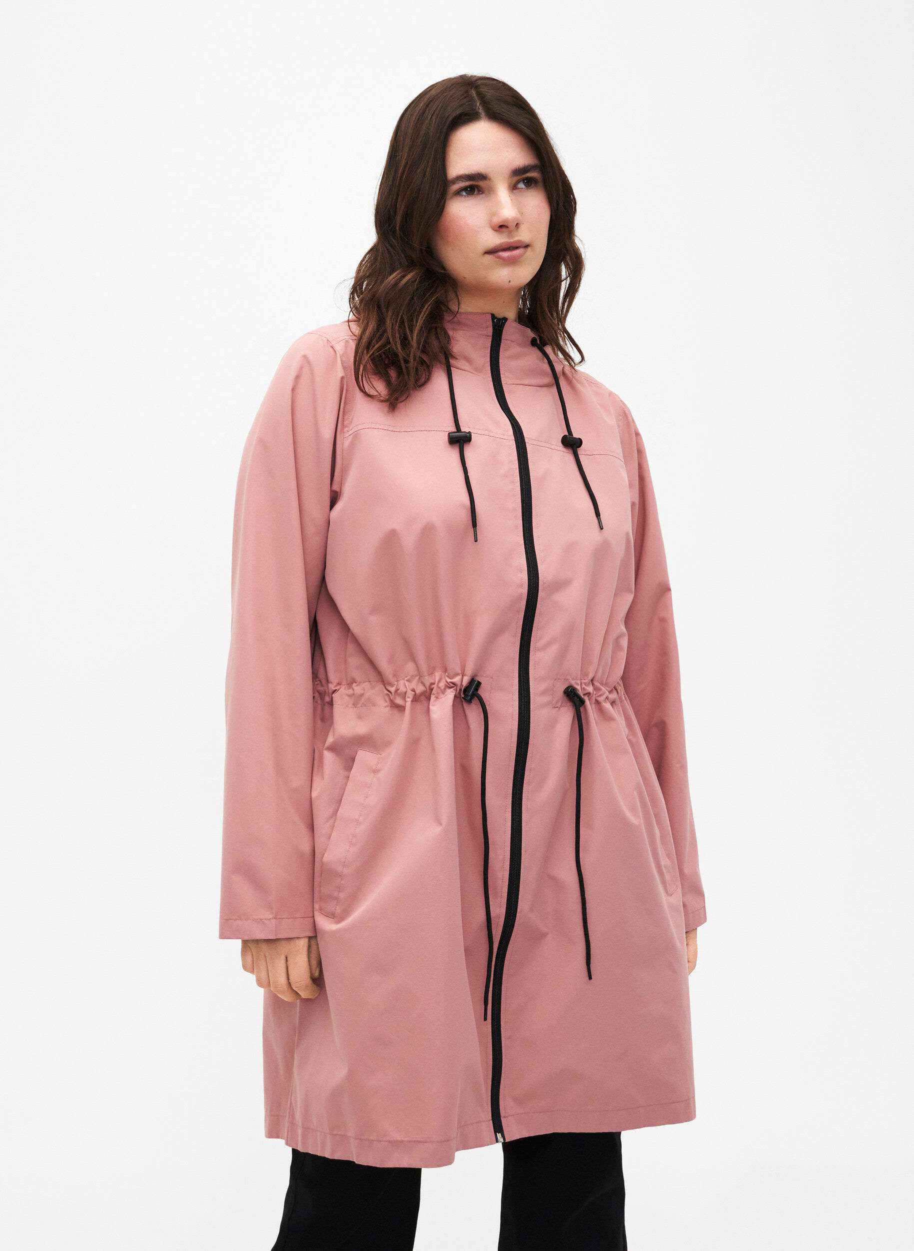 Zizzi Flash &ndash; wodoodporna parka z kapturem, Ash Rose, Model image number 0