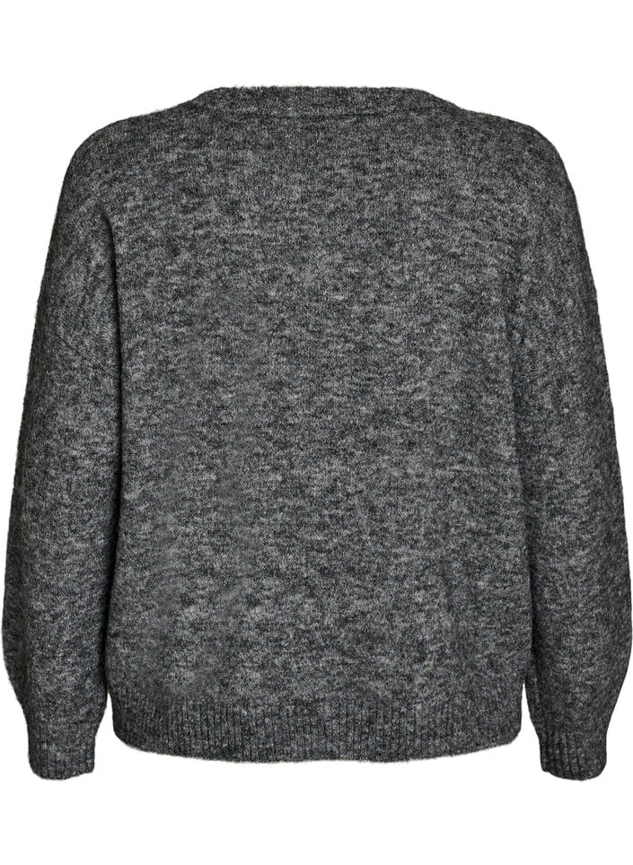 Sweter z aplikacja kwiatowa, Szary, Packshot image number 1