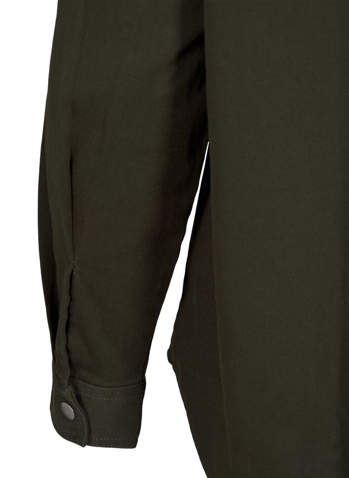 Koszula dzinsowa w jednolitym kolorze z kieszeniami na piersiach, Forest Night, Packshot image number 3