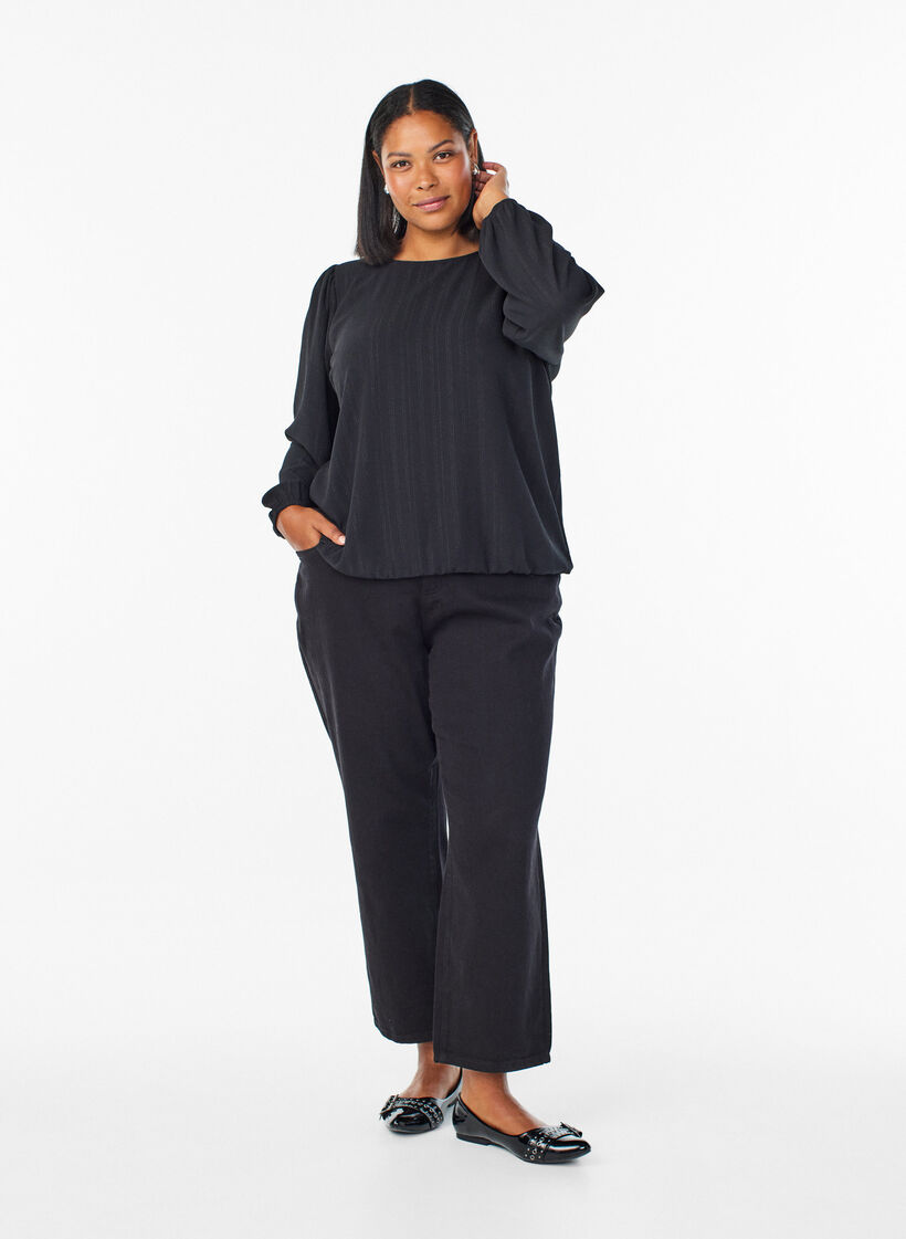 Bluzka ze srebrnym brokatem, Black Silver, Model image number 2