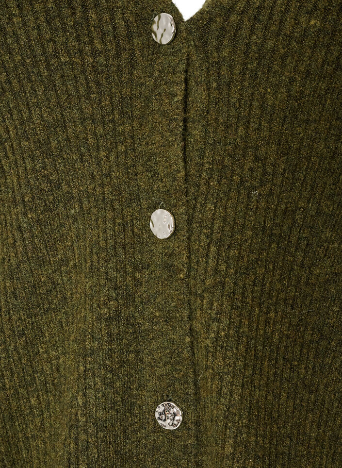 Kardigan z dekoltem w ksztalcie litery V i dzianina z drobnymi prazkami, Zielony, Packshot image number 2