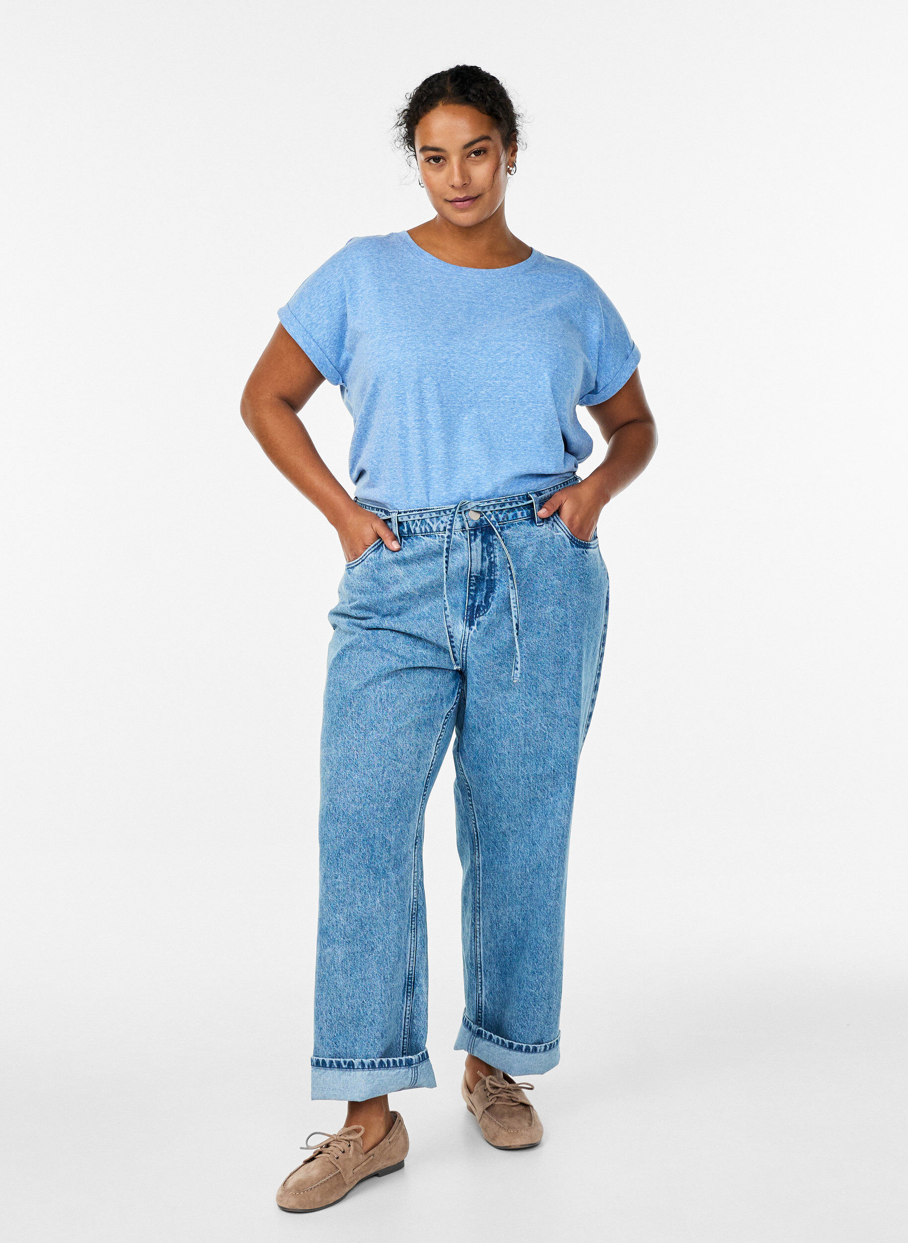 Zizzi Melanzowa koszulka z kr&oacute;tkim rekawem, Niebieskie, Model image number 1