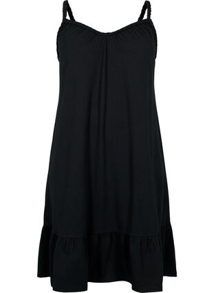 Wiskozowa sukienka plazowa z plecionymi ramiaczkami, Black, Packshot image number 0