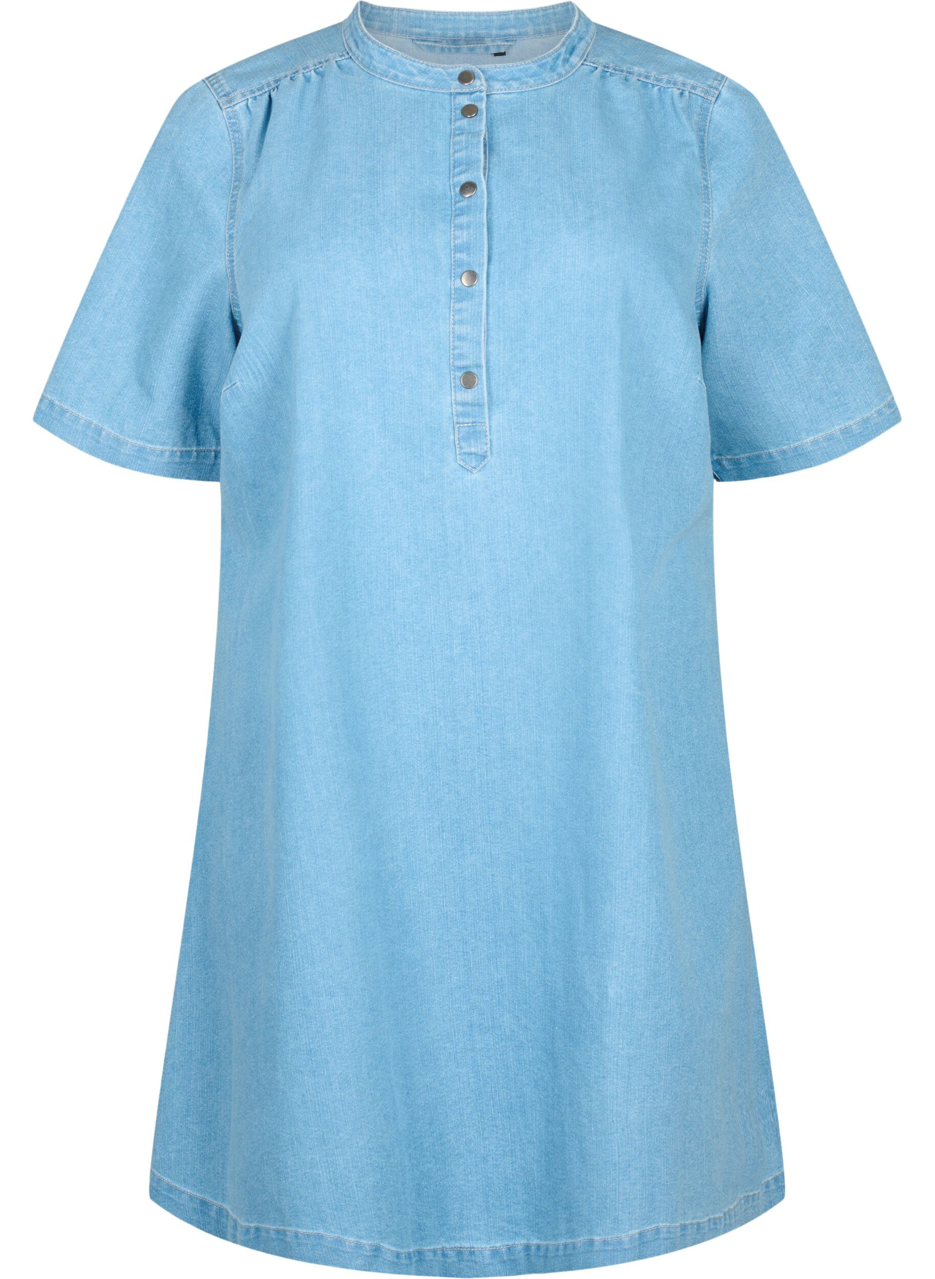 ZizziTrapezowa sukienka dzinsowa z kr&oacute;tkimi rekawami, Light blue denim, Packshot image number 0