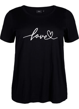 Bawelniana koszulka z okraglym dekoltem i nadrukiem, Black W. Love, Packshot image number 0