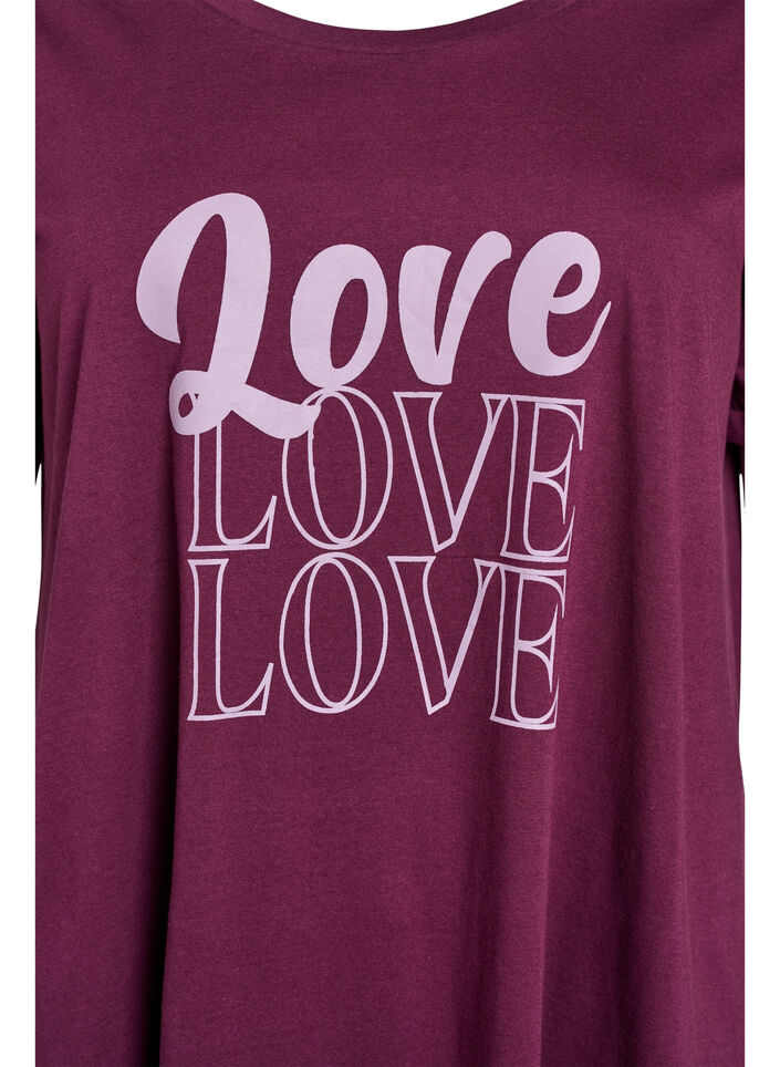 Koszula nocna z kr&oacute;tkim rekawem, wykonana z bawelny organicznej, Ciemnobordowy, Packshot image number 2