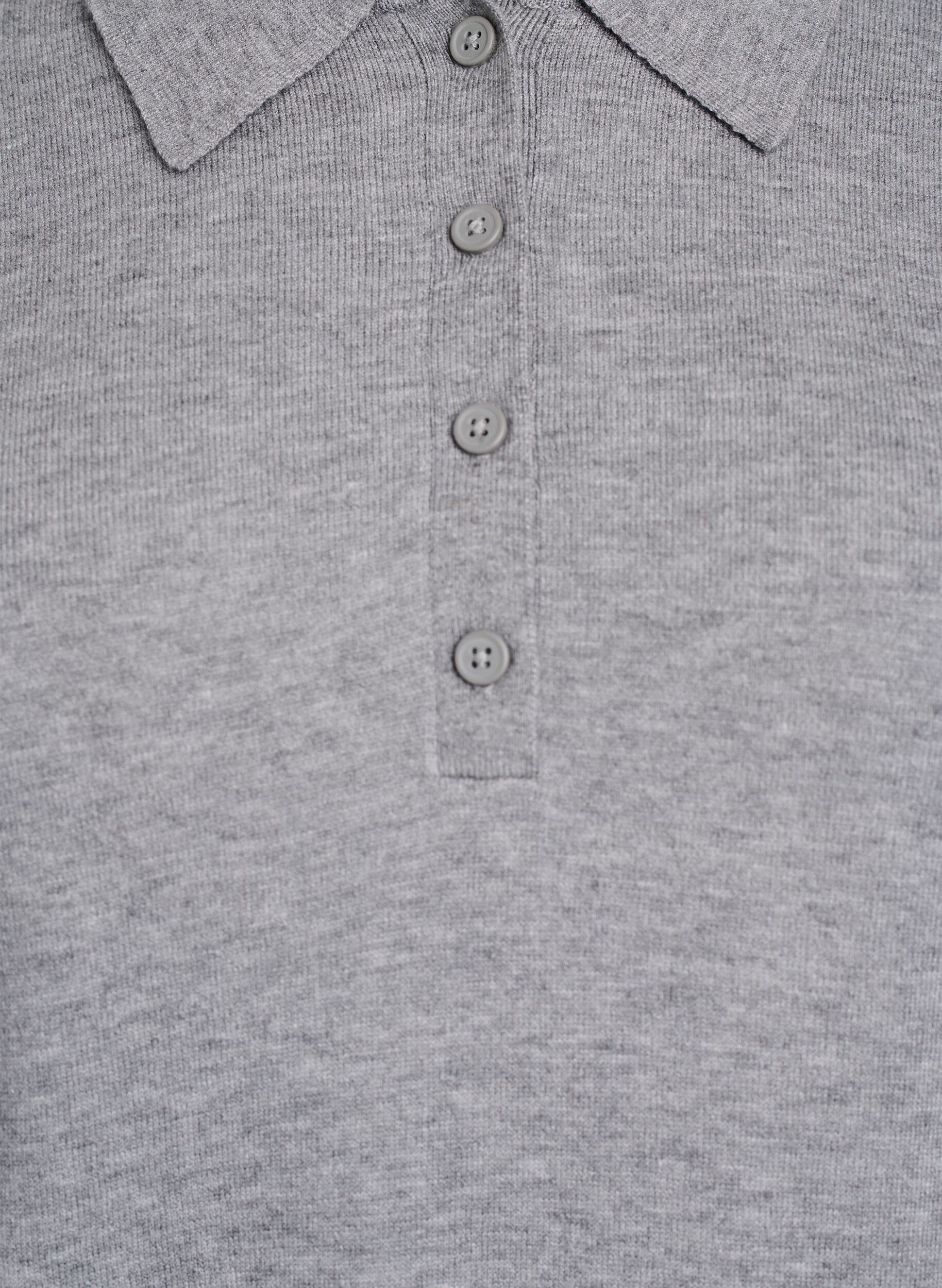 Zizzi Dzianinowa bluzka z kolnierzykiem, Szary, Packshot image number 2