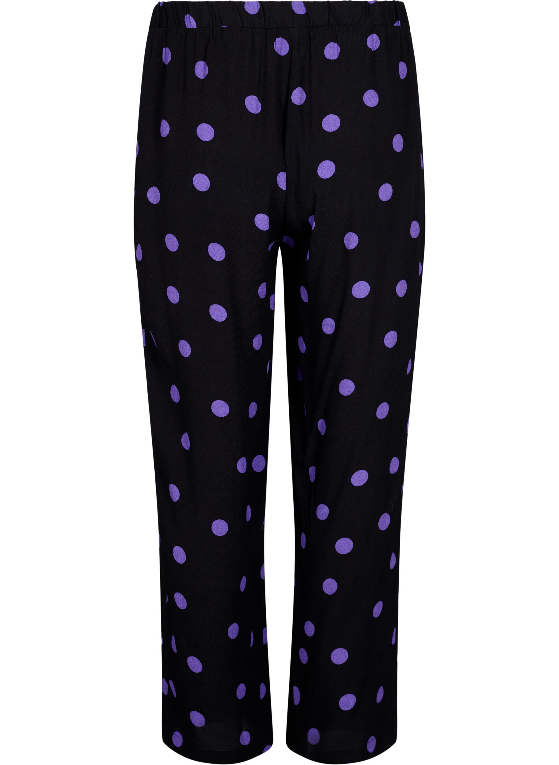 Zizzi Wiskozowe spodnie w kropki, Black w. Purple Dot, Packshot image number 1