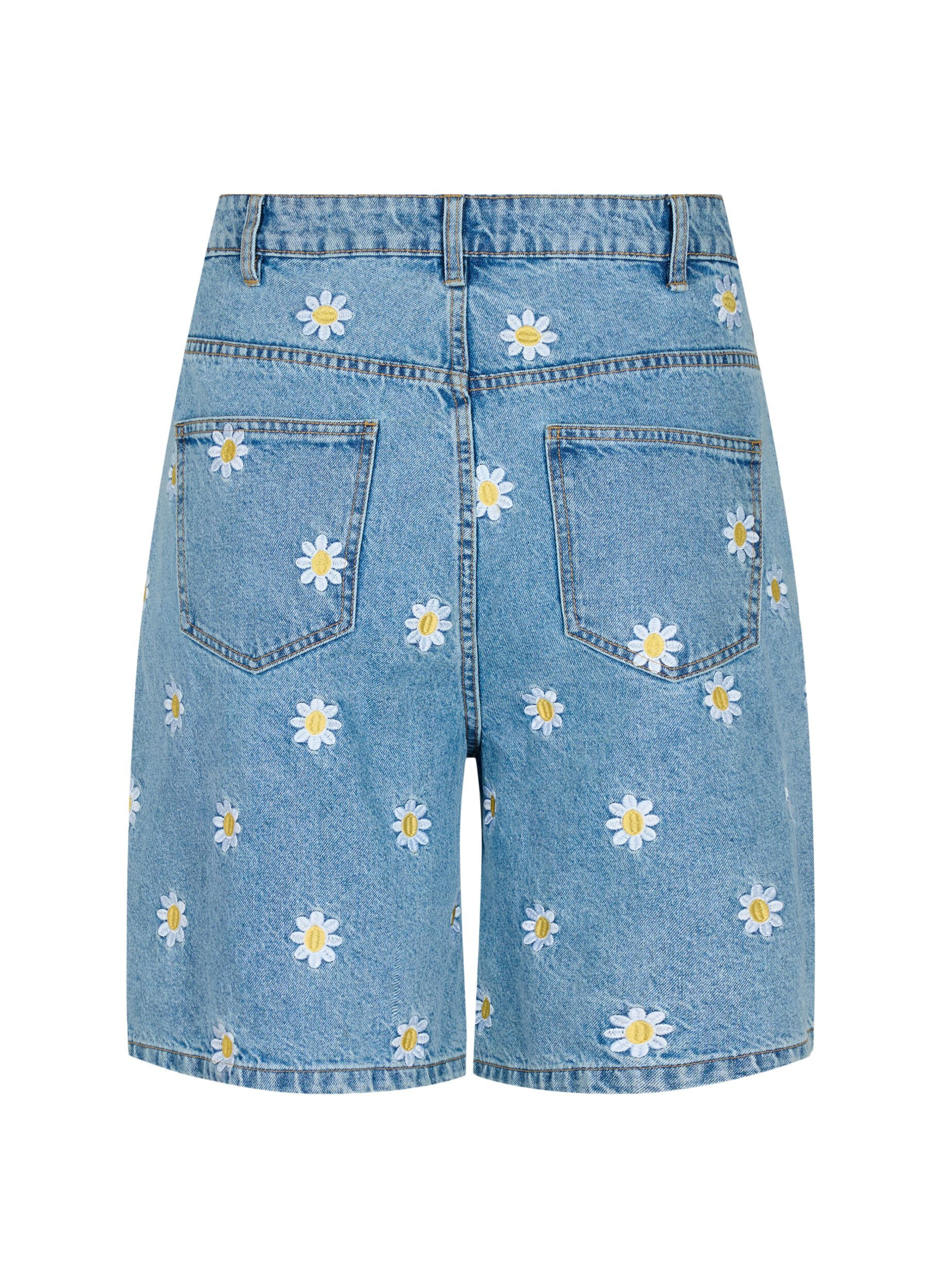 Zizzi Szorty Mille z&nbsp;wysokim stanem i&nbsp;kwiatowym haftem, Light Blue Flower, Packshot image number 1