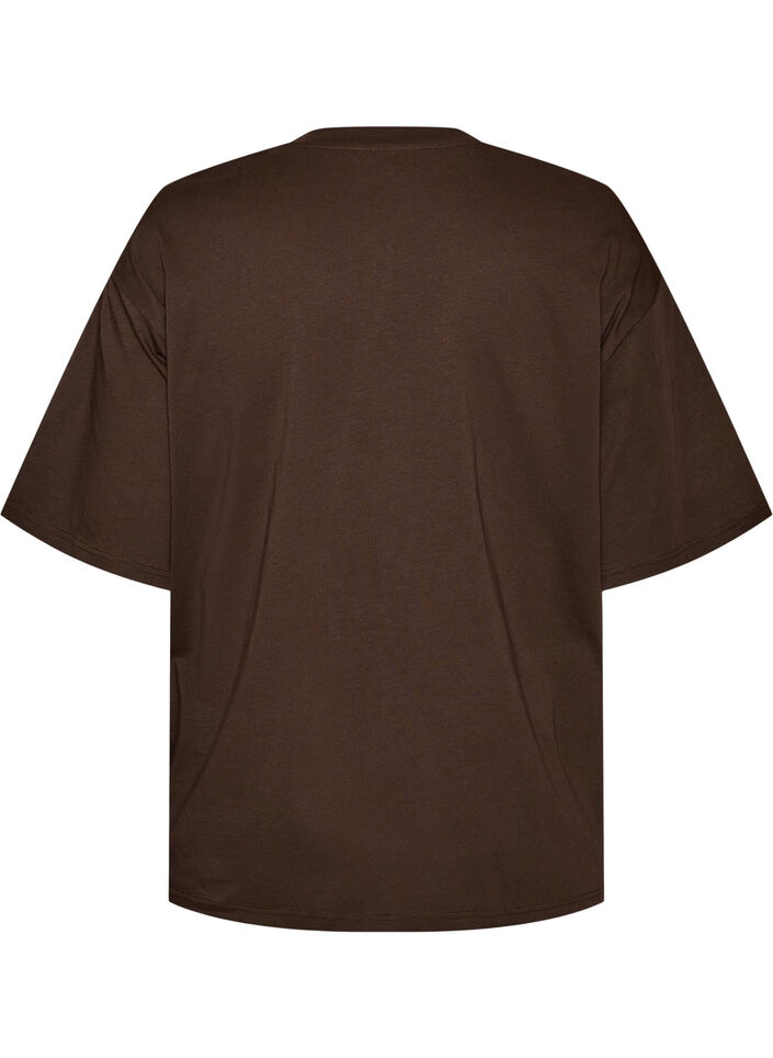 T-shirt w rozmiarze oversize z duzym nadrukiem fotograficznym, Brązowy, Packshot image number 1