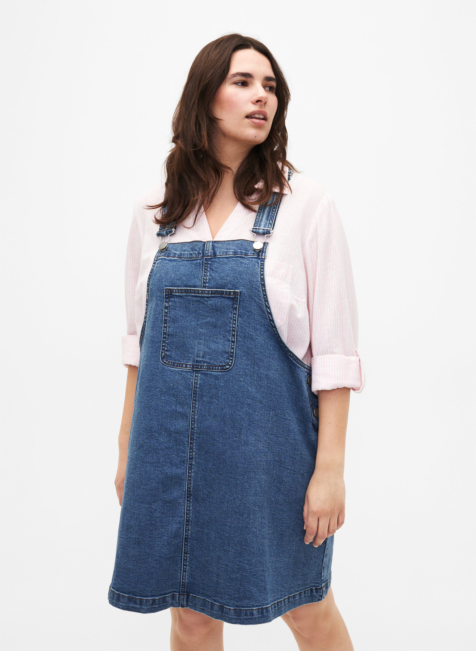 Zizzi Bluzka koszulowa z zapieciem na guziki, Rosebloom White, Model image number 0