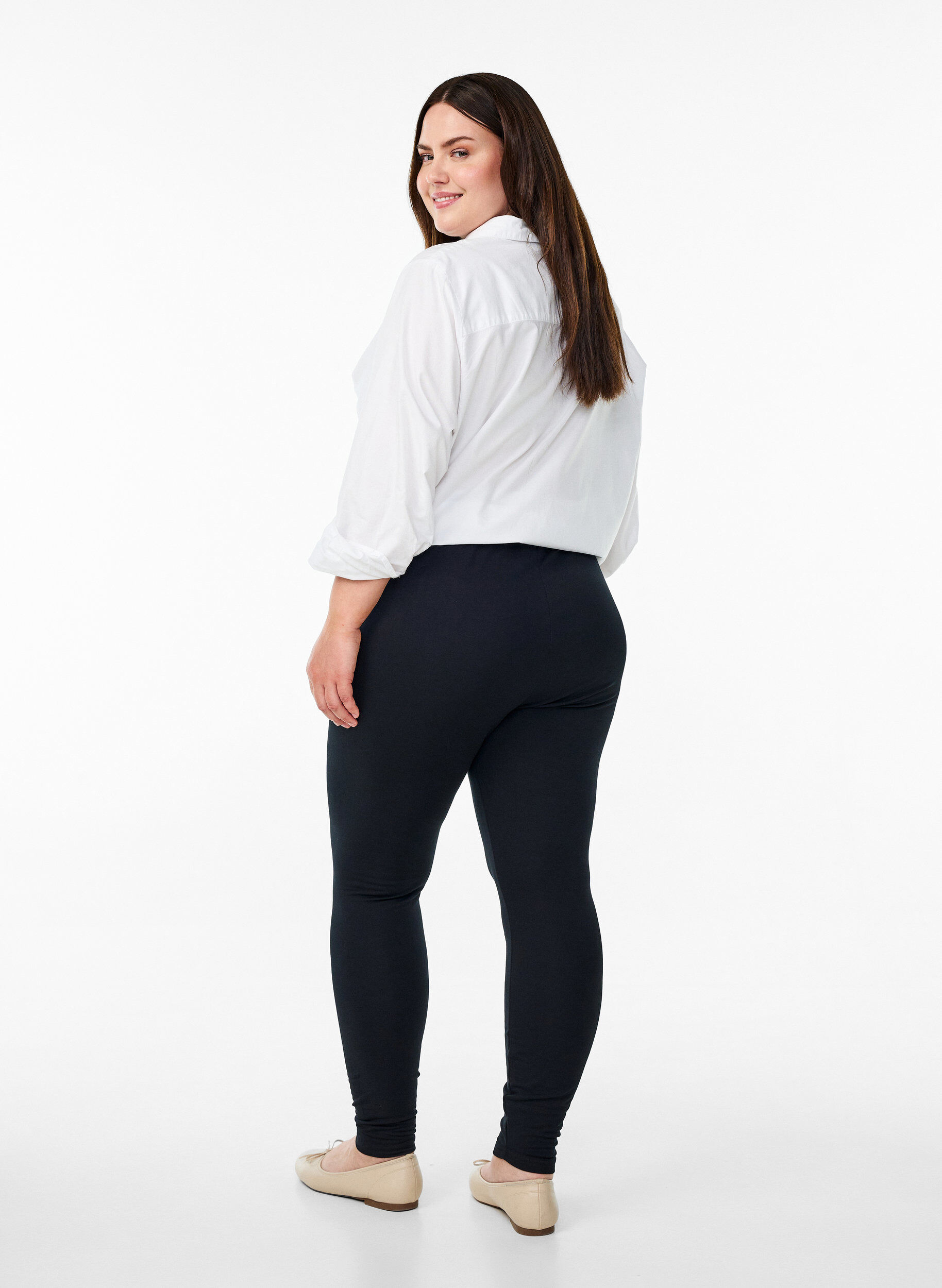 Zizzi Bawelniane legginsy z podszewka, Czarne, Model image number 2