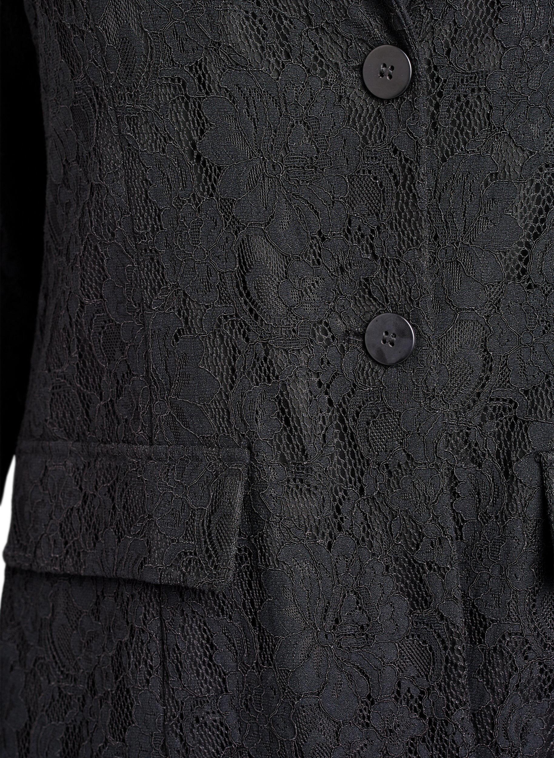 Zizzi Koronkowy blezer zapinany na guziki, Czarne, Packshot image number 2