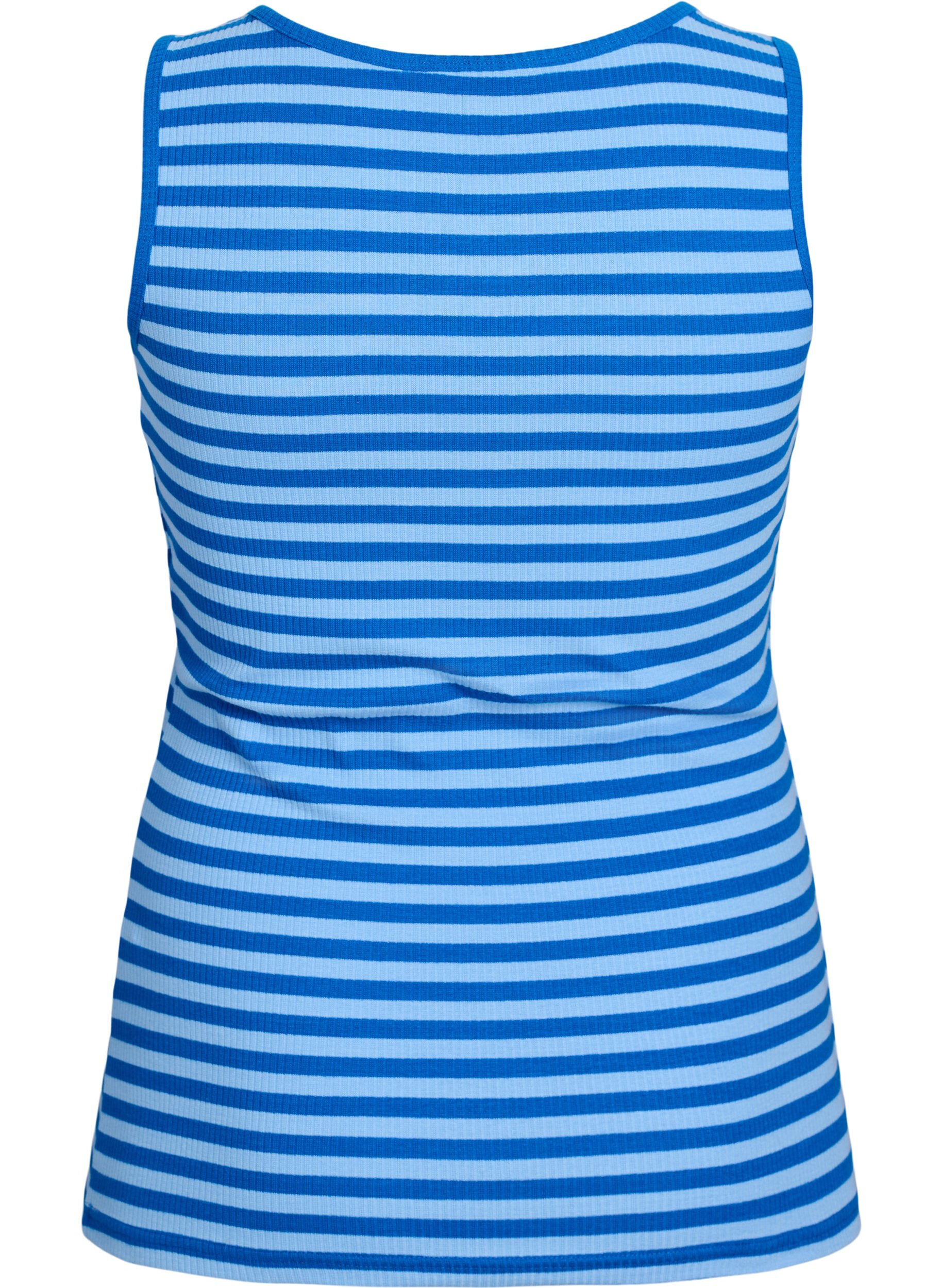 ZizziTank top w paski o prazkowanej strukturze, Niebieskie, Packshot image number 1