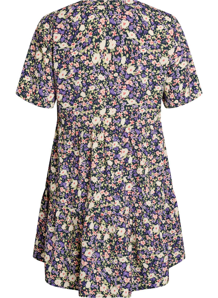 Rozszerzana, odcinana sukienka z&nbsp;kr&oacute;tkim rekawem, Fioletowy, Packshot image number 1