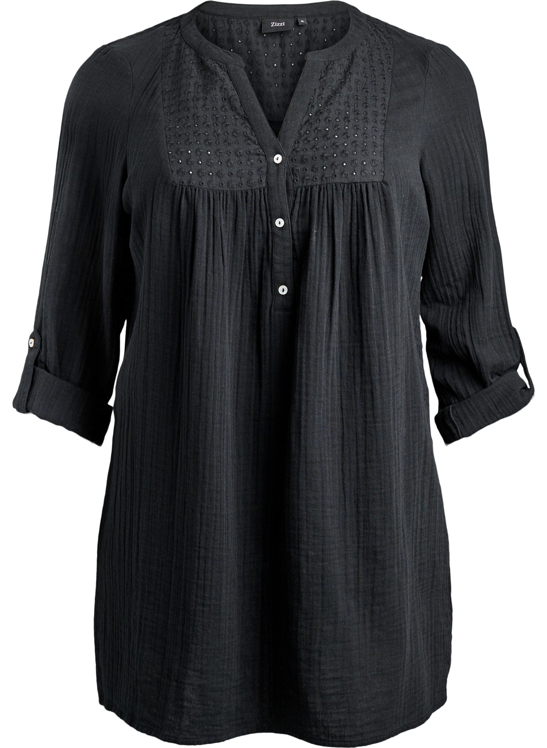 Tunika z bawelnianej, muslinowej tkaniny z haftem angielskim