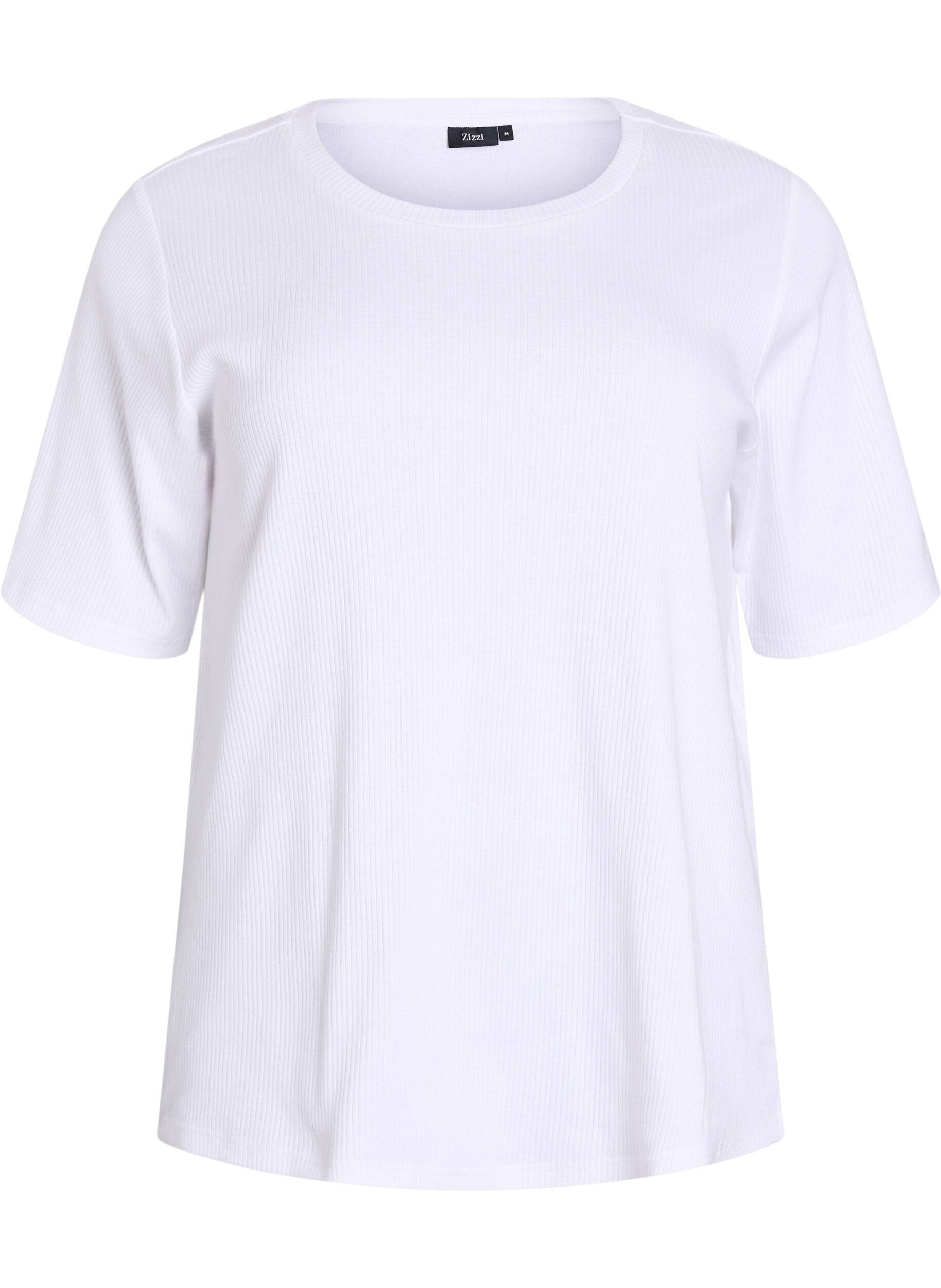 ZizziBluzka z dzerseju w prazki z kr&oacute;tkim rekawem, Biały, Packshot image number 0