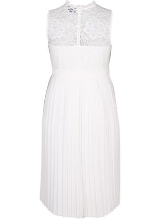Sukienka bez rekawów z koronka i plisami, Bright White, Packshot image number 1