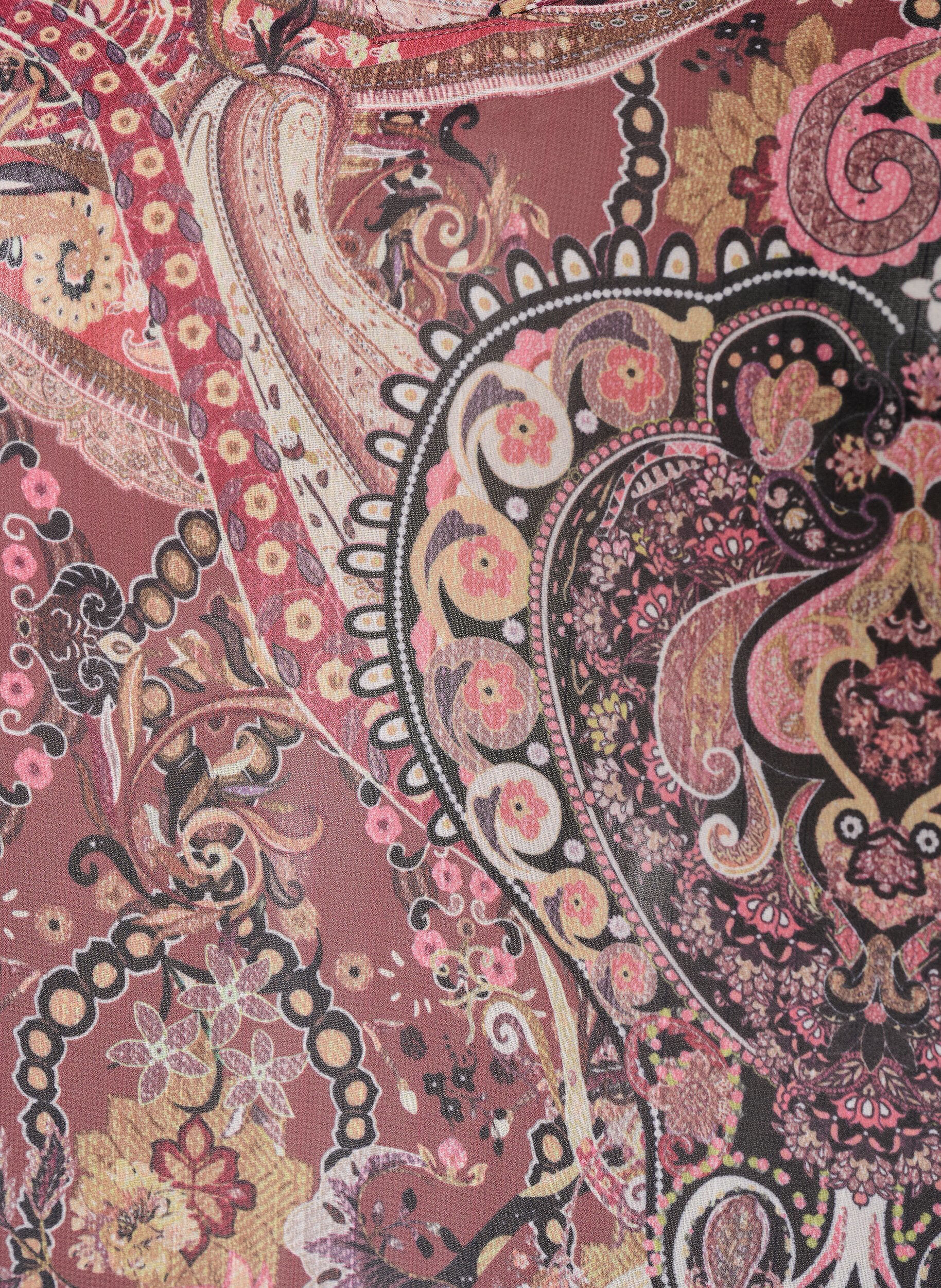 ZizziTunika z nadrukiem w stylu paisley i marszczonymi mankietami, R&oacute;żowy, Packshot image number 2