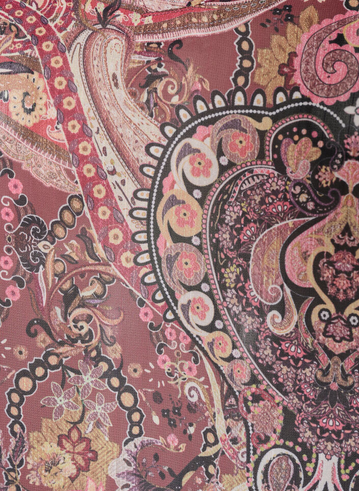 Tunika z nadrukiem w stylu paisley i marszczonymi mankietami, R&oacute;żowy, Packshot image number 2