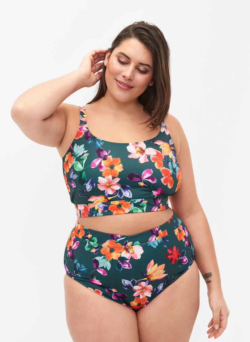 Figi damskie od bikini z nadrukiem i wysokim stanem, Meave Print, Model image number 0