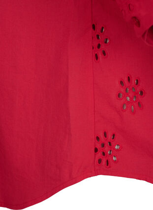 Bluzka koszulowa z haftem angielskim i rekawem 3/4, Tango Red, Packshot image number 3