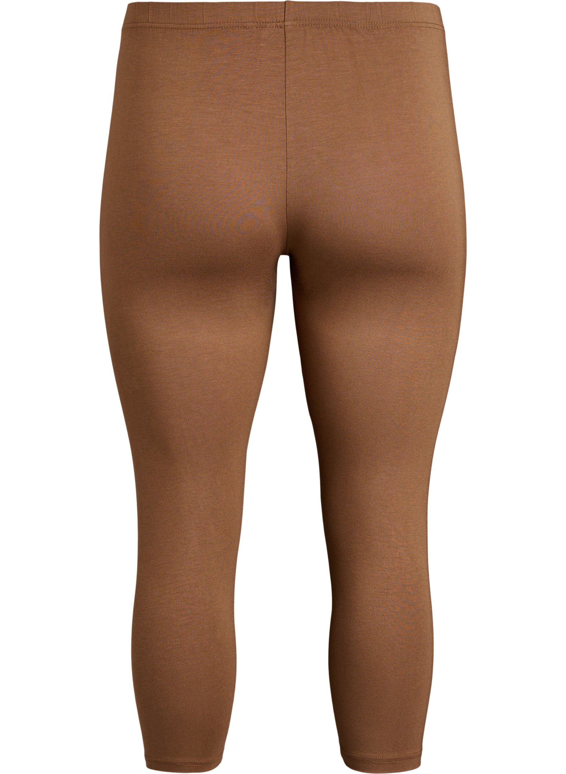 Zizzi Legginsy 3/4 typu basic z wiskozy, Brązowy, Packshot image number 1