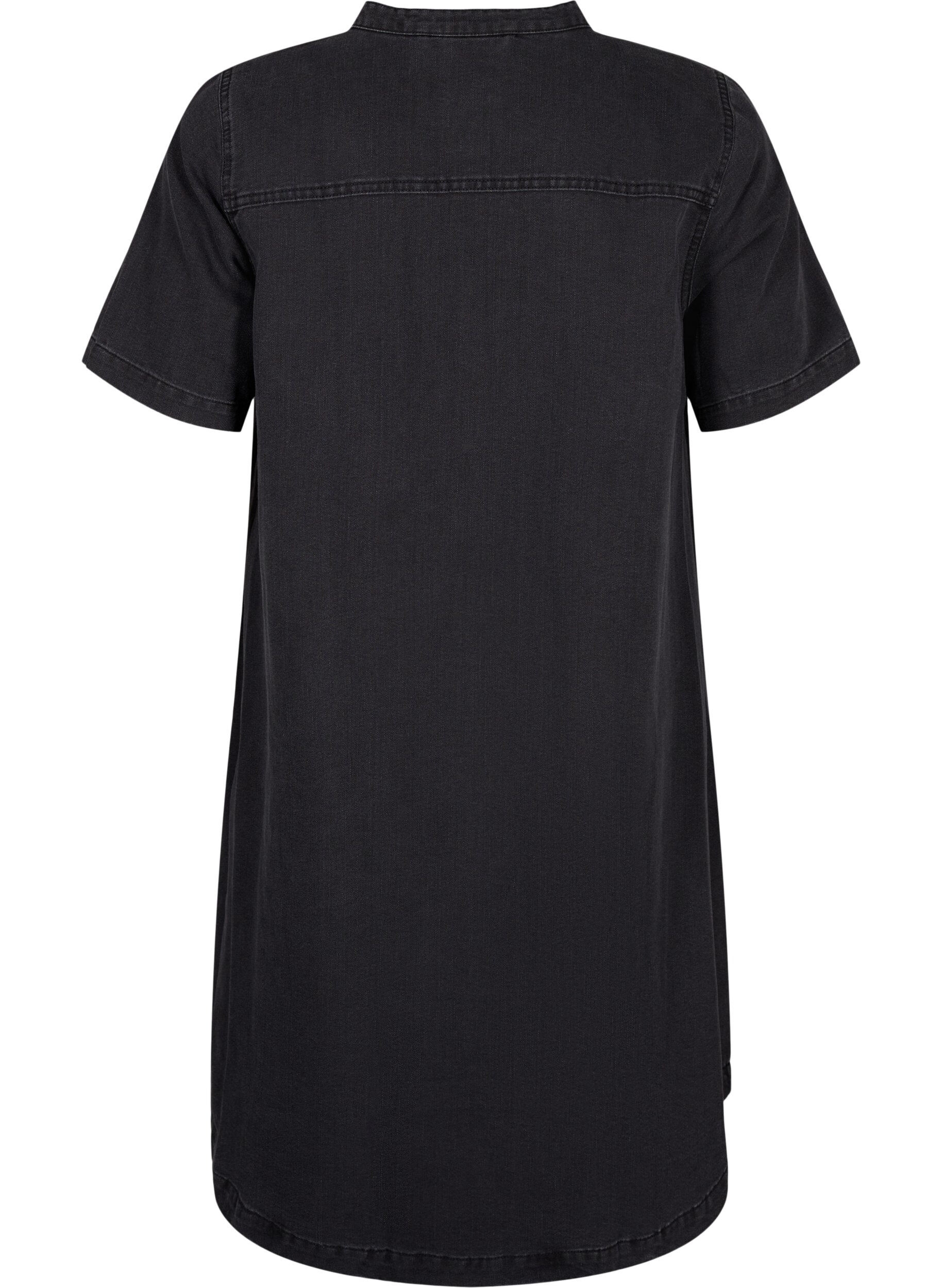 Zizzi Trapezowa sukienka dzinsowa z kr&oacute;tkimi rekawami, Grey Denim, Packshot image number 1