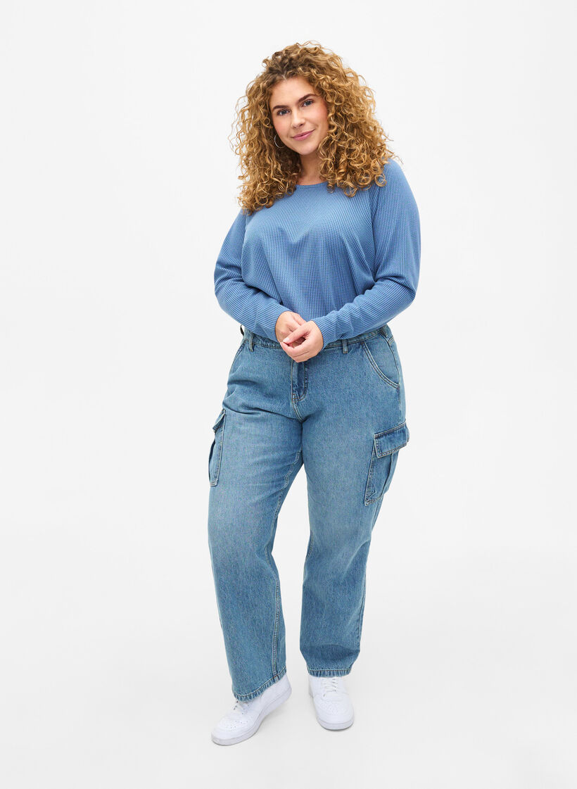 Teksturowana trapezowa bluzka, Quiet Harbor, Model image number 2