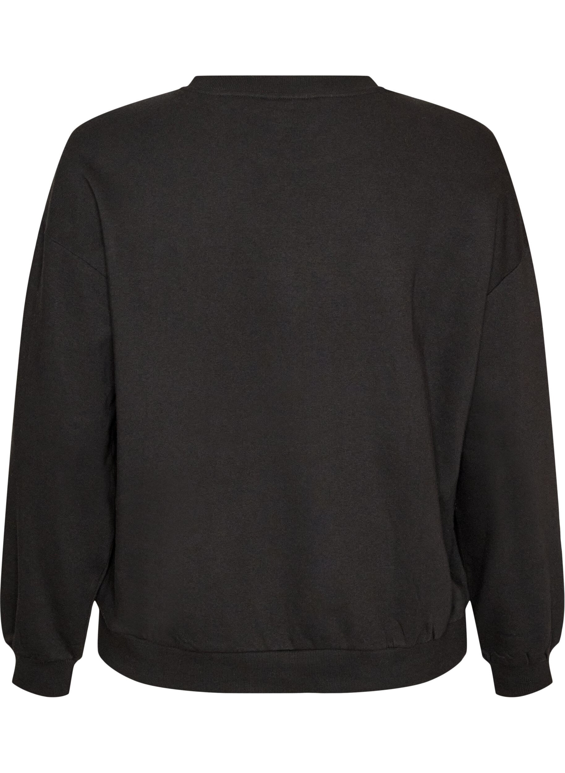 ZizziBluza z napisem boucl&eacute;, Czarne, Packshot image number 1
