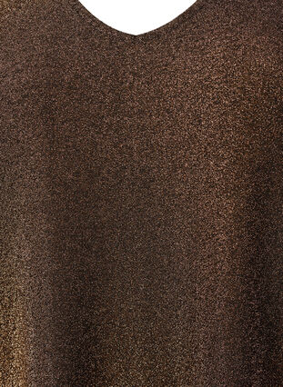 Brokatowa bluzka z bufiastymi rekawami, Black Copper, Packshot image number 2