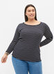 Top w paski z okraglym dekoltem, Night Sky Stripe, Model image number 0