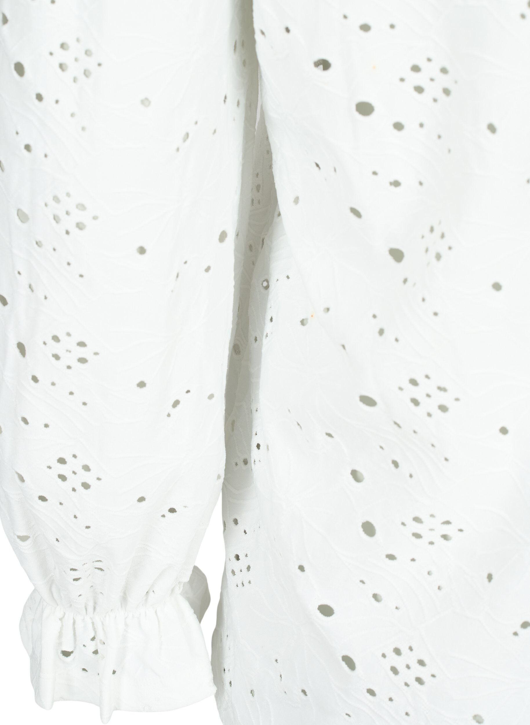 Zizzi Bluzka z dlugim rekawem i dziurkowanym wzorem, Bright White, Packshot image number 3