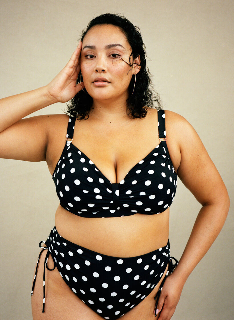Doly bikini z nadrukiem i wysokim stanem, Dotted Print, Image image number 0