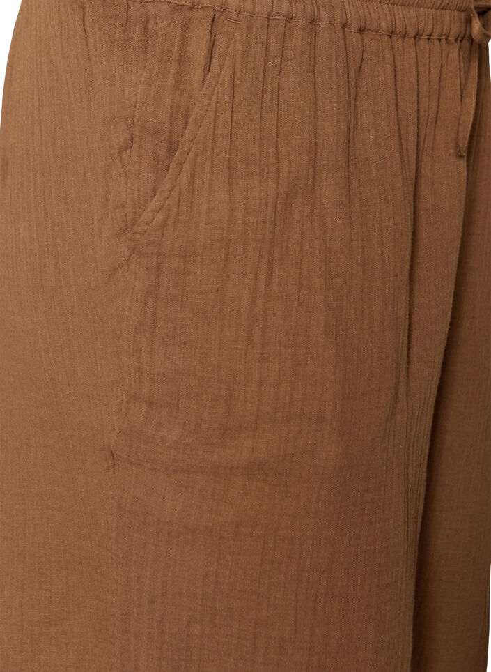 Luzne szorty z bawelnianej musliny z wysoka talia, Brązowy, Packshot image number 2