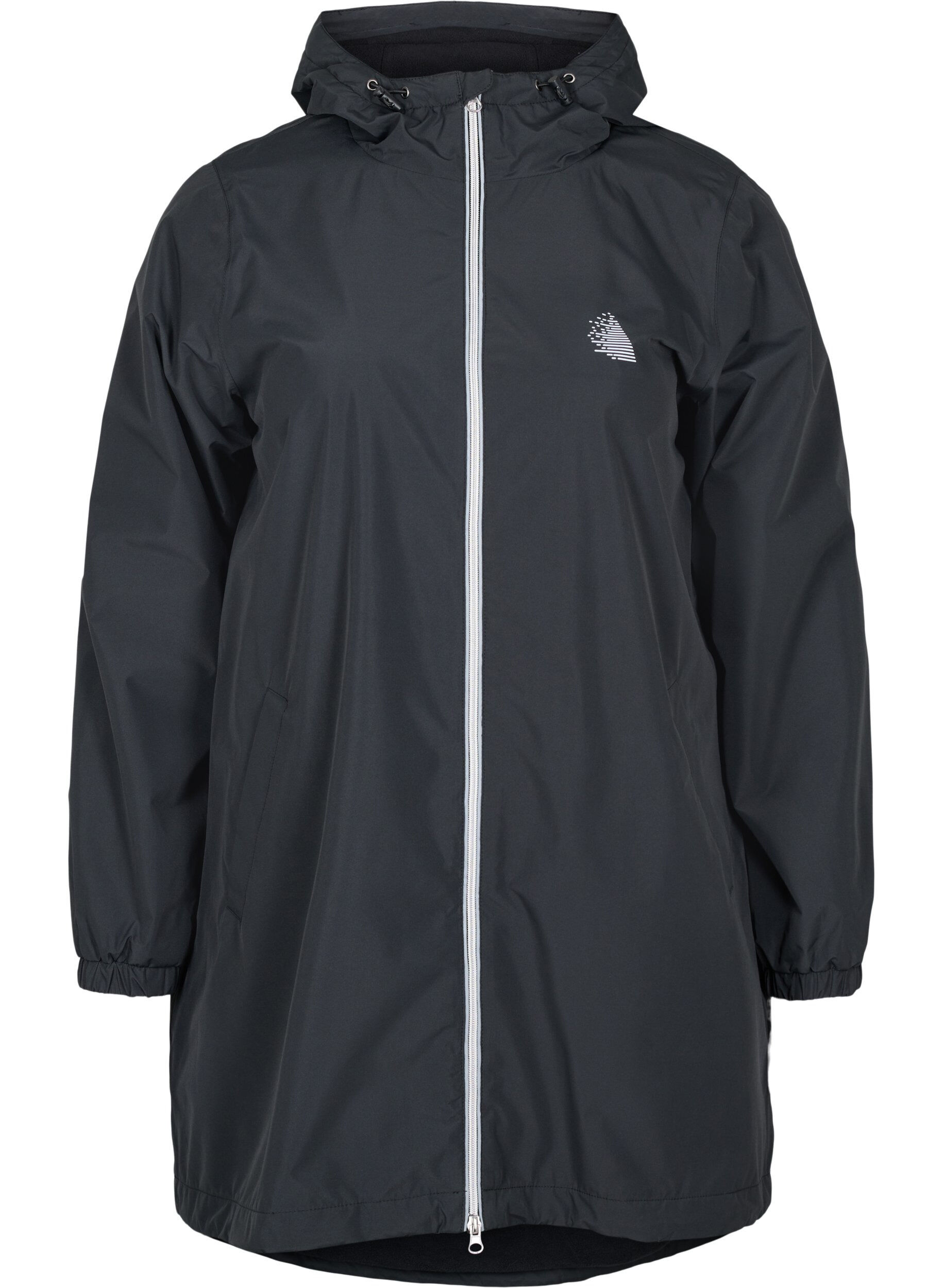Zizzi Hooded rain jacket with reflective piping, Black, Packshot image number 0