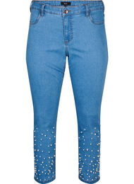 Dopasowane jeansy Emily z perelkami, Light Blue, Packshot