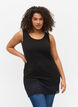 Long cotton top with lace trim , Black, Model image number 0