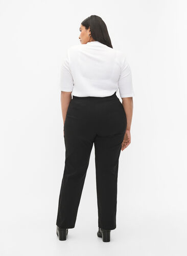 Elastyczne spodnie z wiskozy, Black, Model image number 1