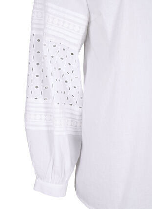 Bluzka z dlugim rekawem z ozdobnymi detalami, Bright White, Packshot image number 3