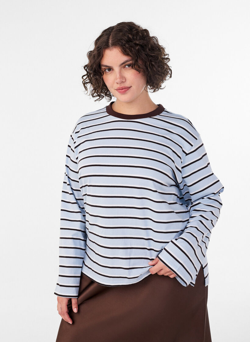 Podstawowa koszulka z dlugim rekawem, Niebieskie, Model image number 0