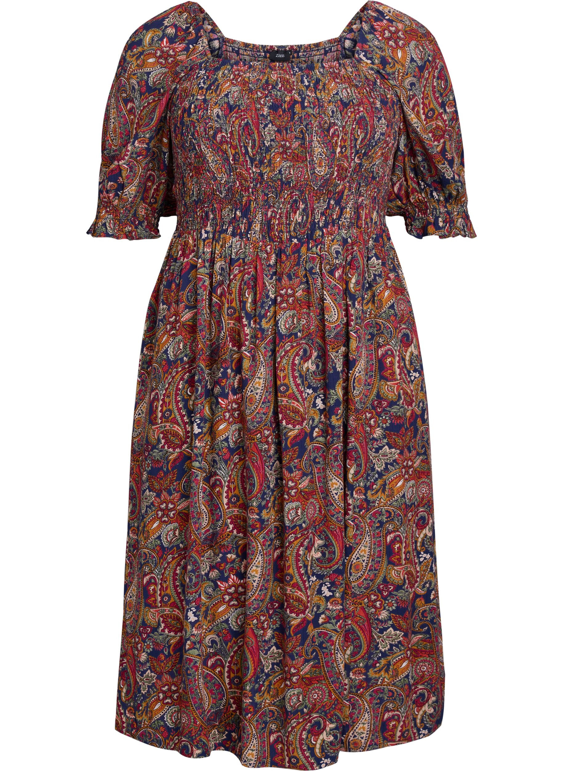 ZizziLetnia sukienka z wiskozy z nadrukiem paisley, Niebieskie, Packshot image number 0