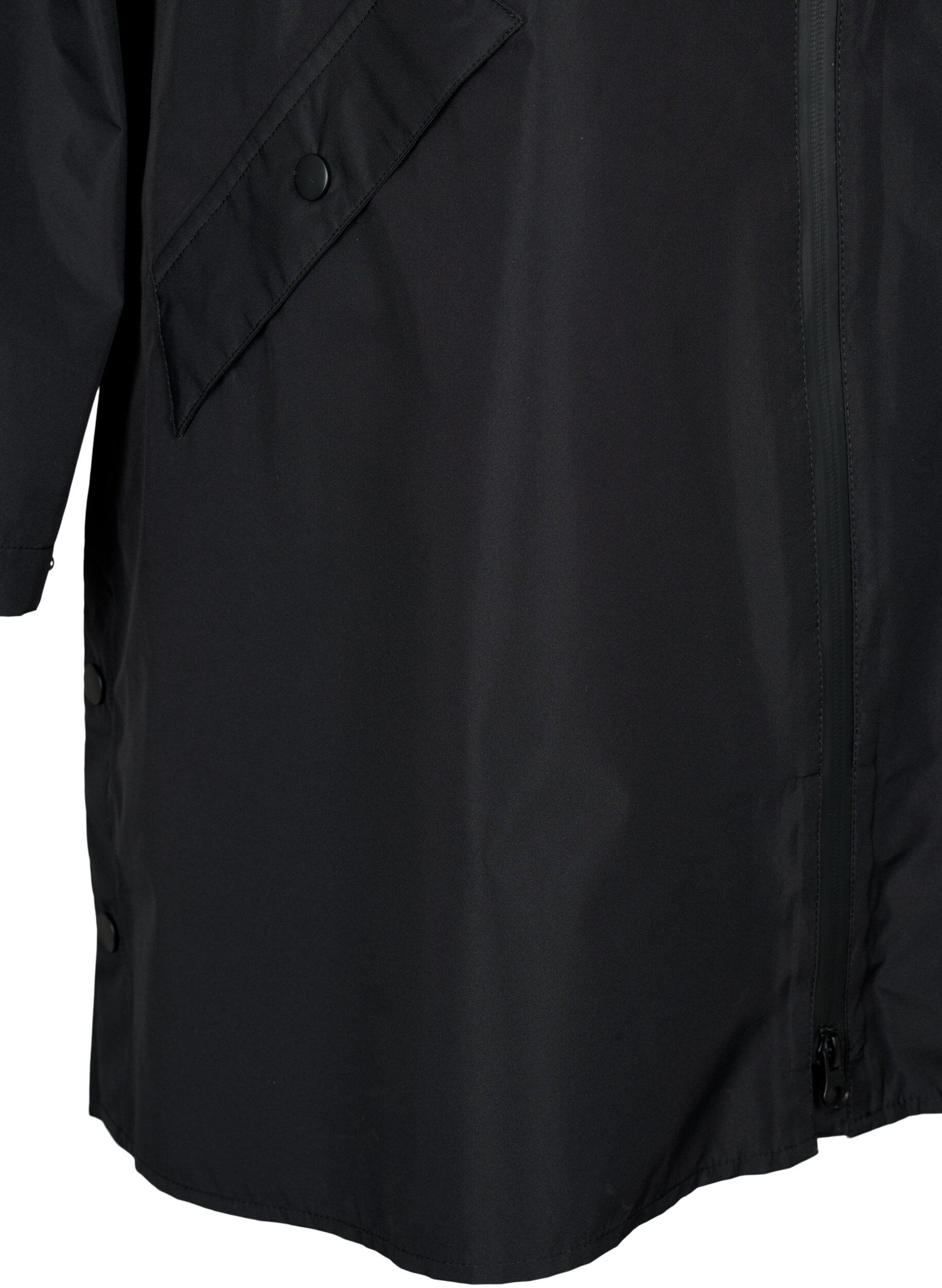 ZizziPlaszcz przeciwdeszczowy z kieszeniami i kapturem, Czarne, Packshot image number 3