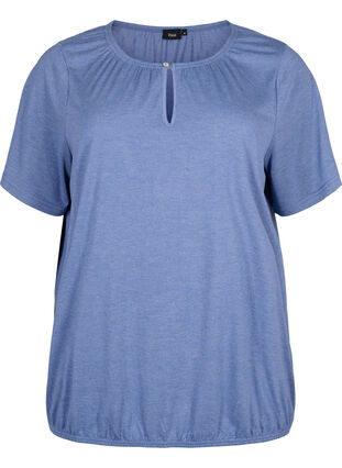 Melanzowa bluzka z krótkim rekawem, Moonlight Blue Mel., Packshot image number 0