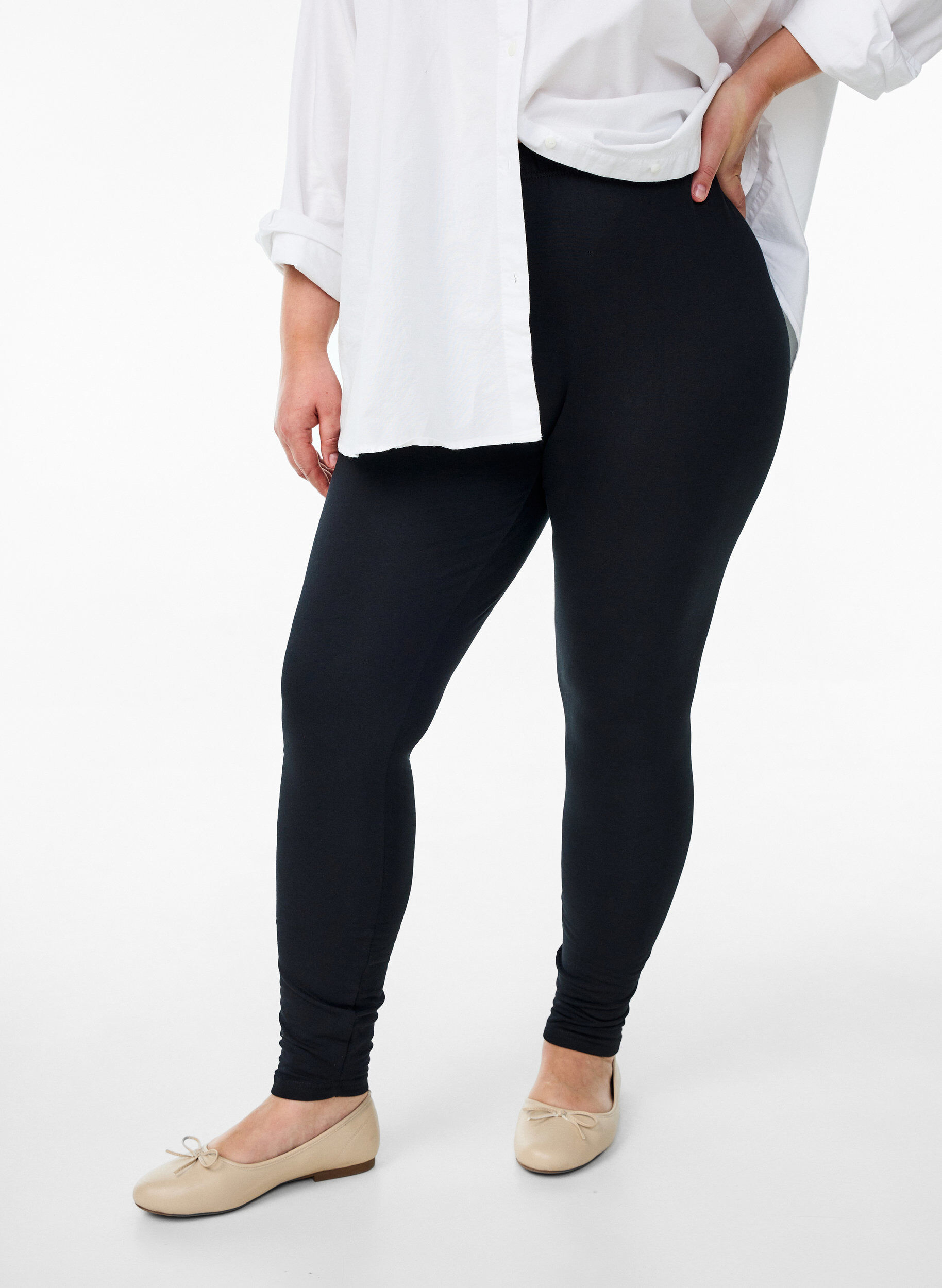 Bawelniane legginsy z podszewka, Czarne, Model