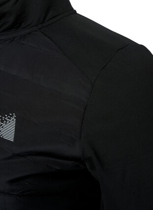 Sportowy kardigan z pikowaniem i zamkiem blyskawicznym, Black, Packshot image number 3