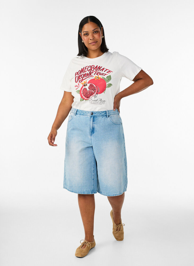 Bawelniana koszulka z nadrukiem, Biały, Model image number 1